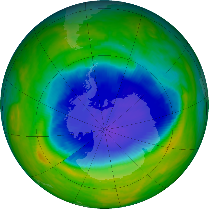 Antarctic ozone map for 28 October 1985